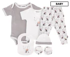 Gem Look Baby 6-Piece Elephant Organic Cotton Set - White/Grey
