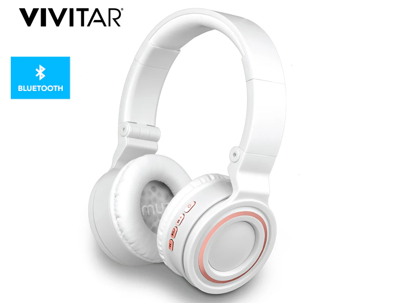 Vivitar Onyx Wireless Bluetooth Headphones - White/Rose Gold