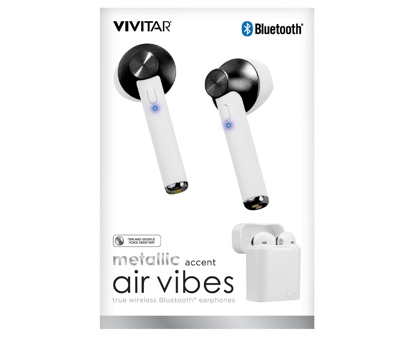 Vivitar Metallic Accent Air Vibes Wireless Bluetooth Earphones