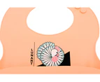 Lunart Ultra-Soft Rooster Silicone Bib in a Gift Bag (Peach)