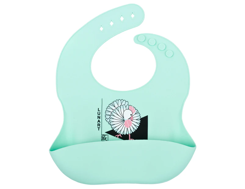 Lunart Ultra-Soft Rooster Silicone Bib in a Gift Bag (Mint Blue)
