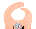 Set of 2 | Lunart Ultra-Soft Rooster Silicone Bib in a Gift Bag  (Peach & Lilac Grey)