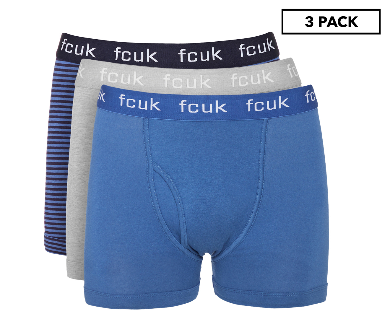 French Connection Men's Boxer Briefs 3-Pack - Federal Blue/Heather Grey ...