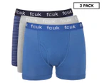 French Connection Men's Boxer Briefs 3-Pack - Federal Blue/Heather Grey/Stripe Print