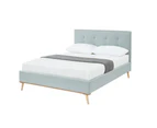 Isabella Bed Frame Scandinavian Fabric Upholstered Platform Bed in Stone Grey  Double|Queen|King
