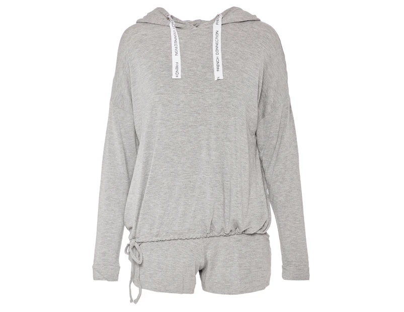 French Connection Women's Hoodie & Shorts Loungewear Set - Heather Grey