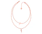 GUESS Double Chain Horn Necklace - Rose Gold