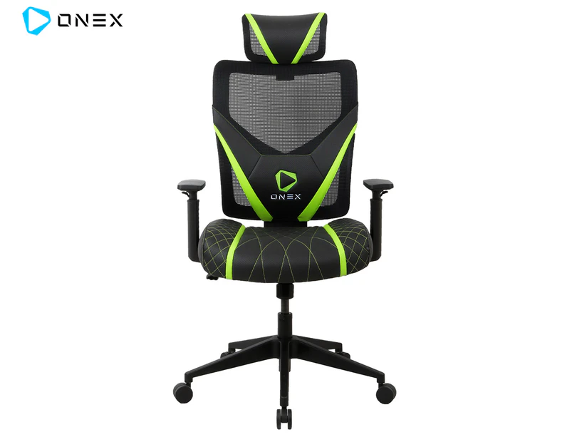 ONEX GE300 Breathable Ergonomic Office Gaming Mesh Chair - Black/Green