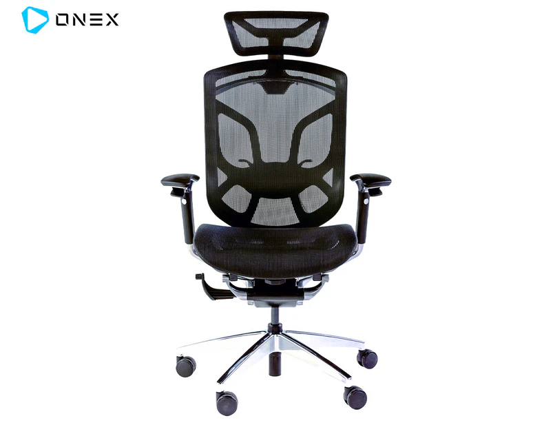 ONEX DV-10E X-PACE Premium Ergonomic Home Office Gaming Mesh Chair - Black/Silver