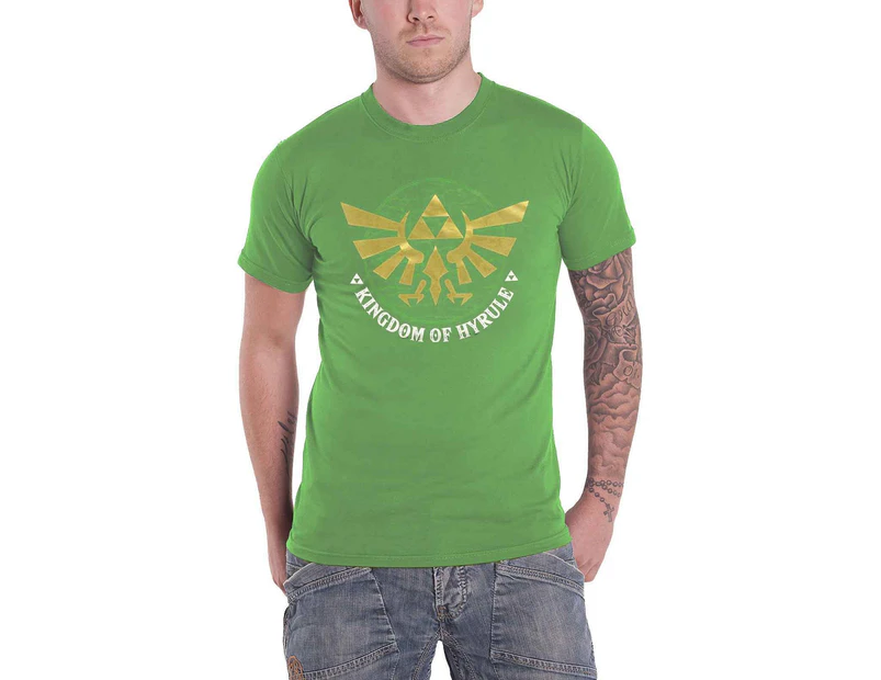 Zelda T Shirt Golden Kingdom Of Hyrule Logo  Official Mens - Green