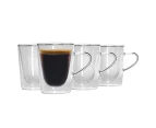 Rink Drink 6 Piece Double Walled Tea Coffee Cup Set - Double Wall Insulated Latte Glasses with Handles - 285ml