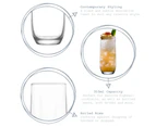 LAV 6 Piece Sude Highball Glasses Set - Contemporary Glass Drinking Tumblers - 315ml