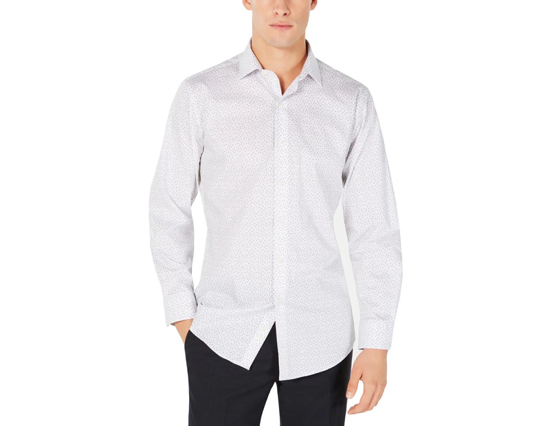 Bar Iii Men's Dress Shirts - Dress Shirt - Grey/White