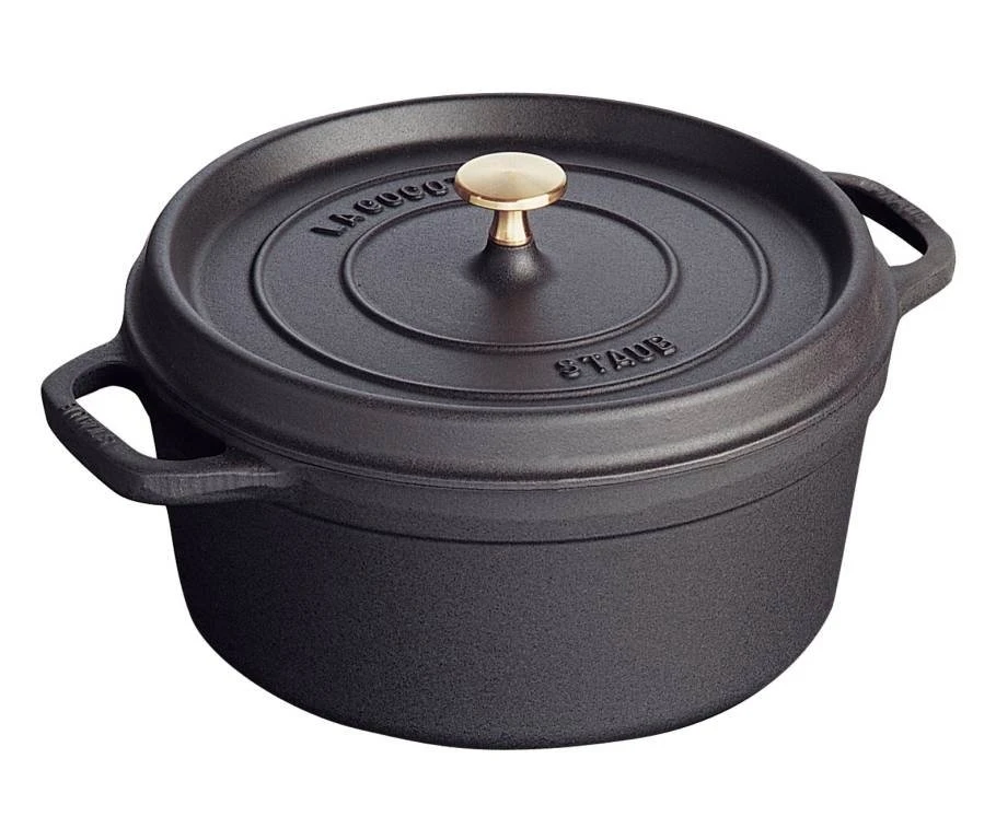 Staub 26cm/5.2L Cast Iron Round Cocotte Pot w/ Lid Induction Cookware Black