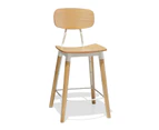 French Industrial Timber Kitchen Stool  - 65cm - Oak / Antique White