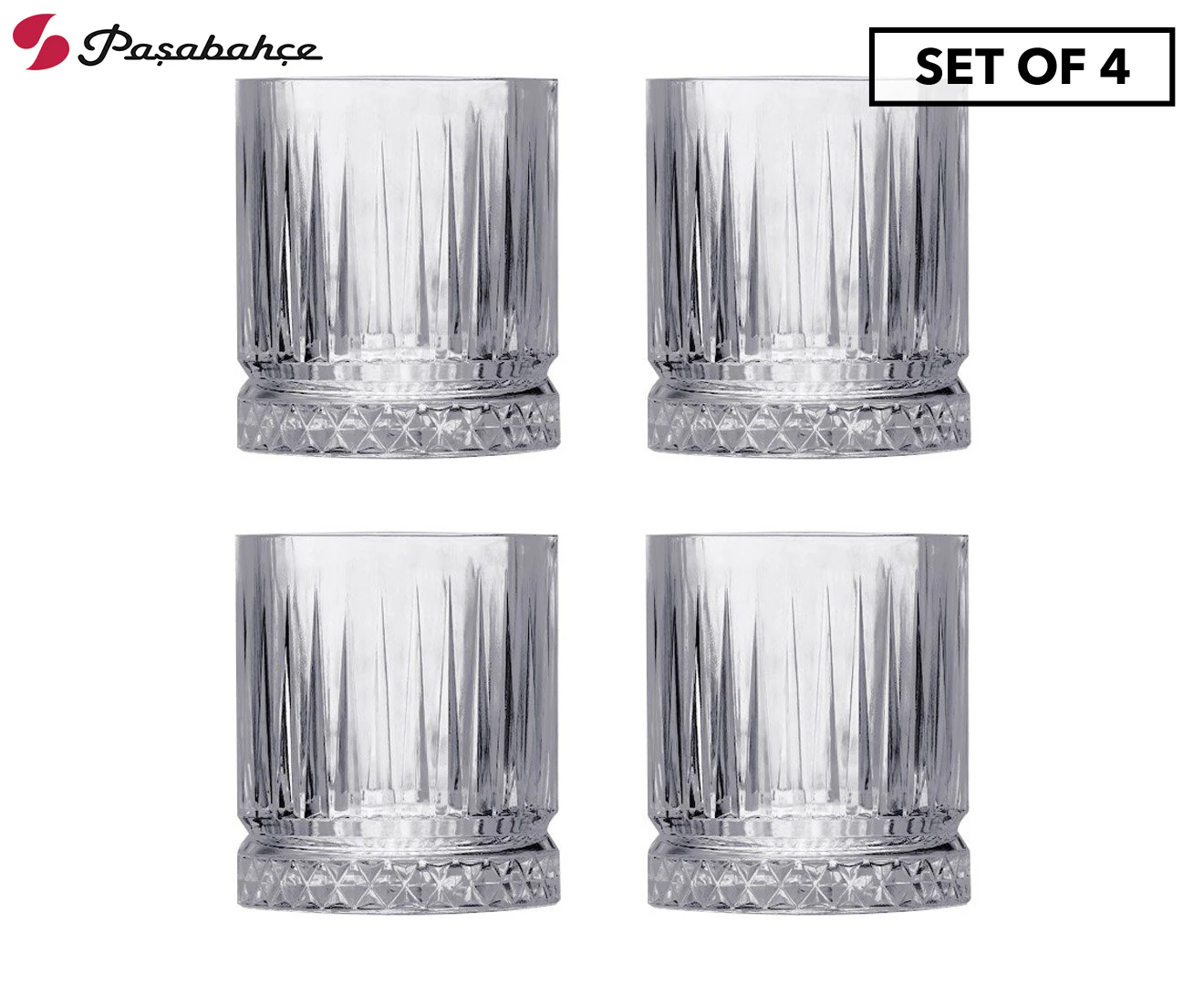 4pc Pasabahce Elysia DOF Whisky Glasses 355ml Drinking Tumblers Glassware Clear