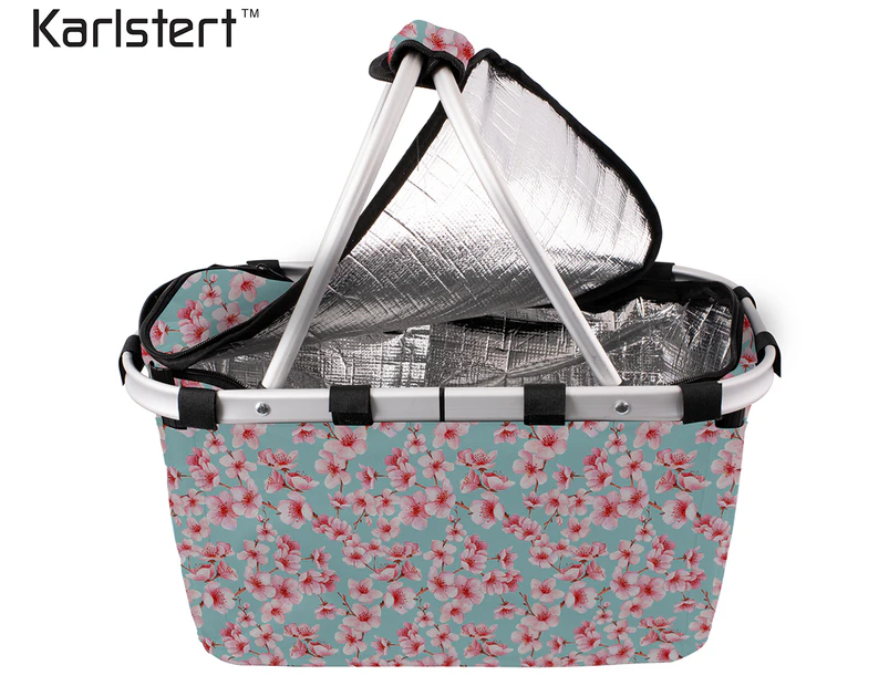 Karlstert Two Handle Insulated Carry Basket w/ Zip Lid - Blossoms