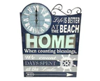 Clock French Country Vintage Wall Clock LIFE BETTER AT BEACH Cutouts New