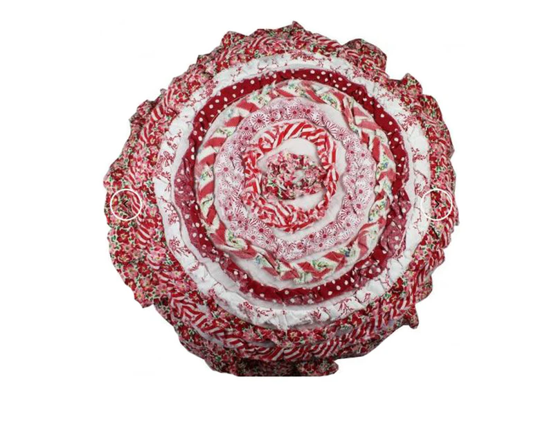 French Country New Cushion INDIE Ruffled ROUND Cushion Filled 40cm new