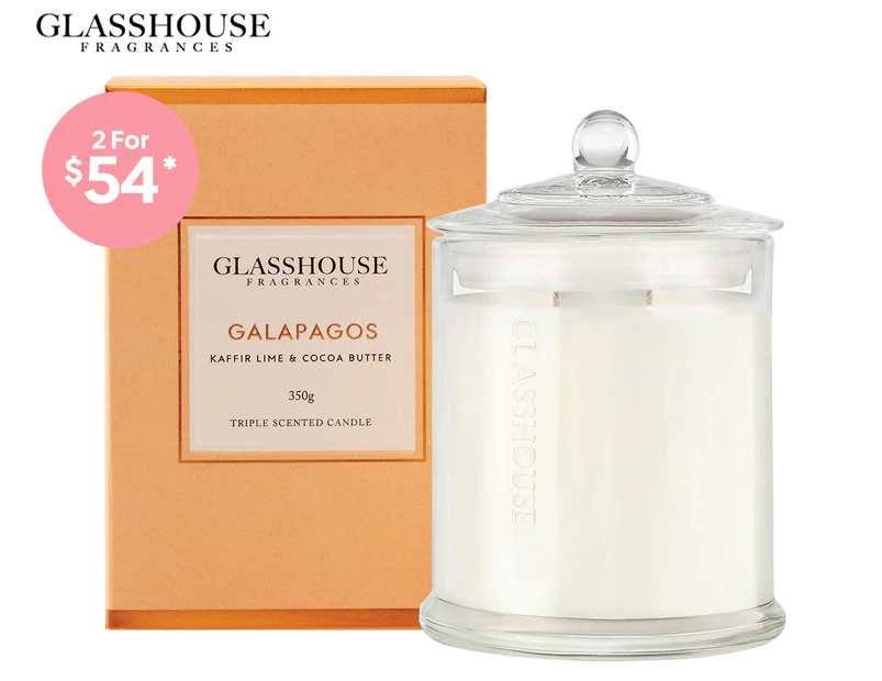 Glasshouse Galapagos Kaffir Lime & Cocoa Butter 350g Triple Scented Candle