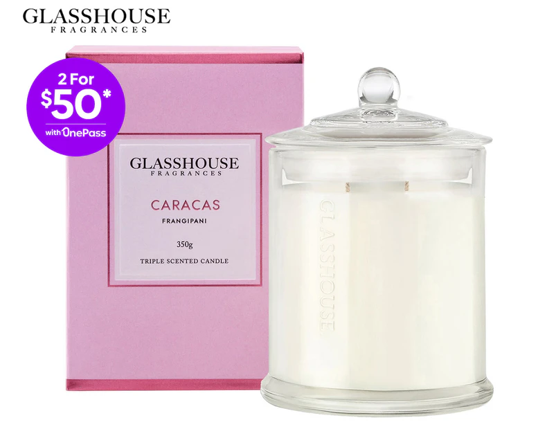 Glasshouse Caracas Frangipani 350g Triple Scented Candle