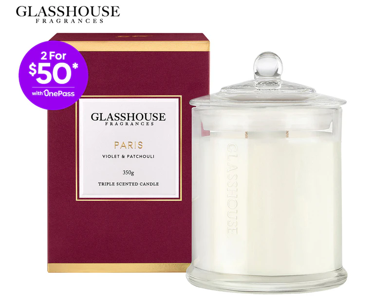 Glasshouse Paris Violet & Patchouli 350g Triple Scented Candle