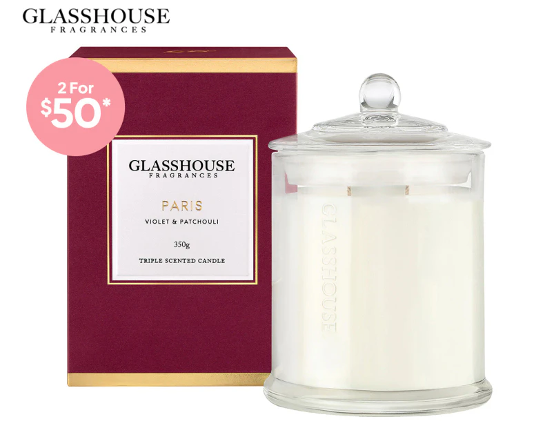 Glasshouse Paris Violet & Patchouli 350g Triple Scented Candle