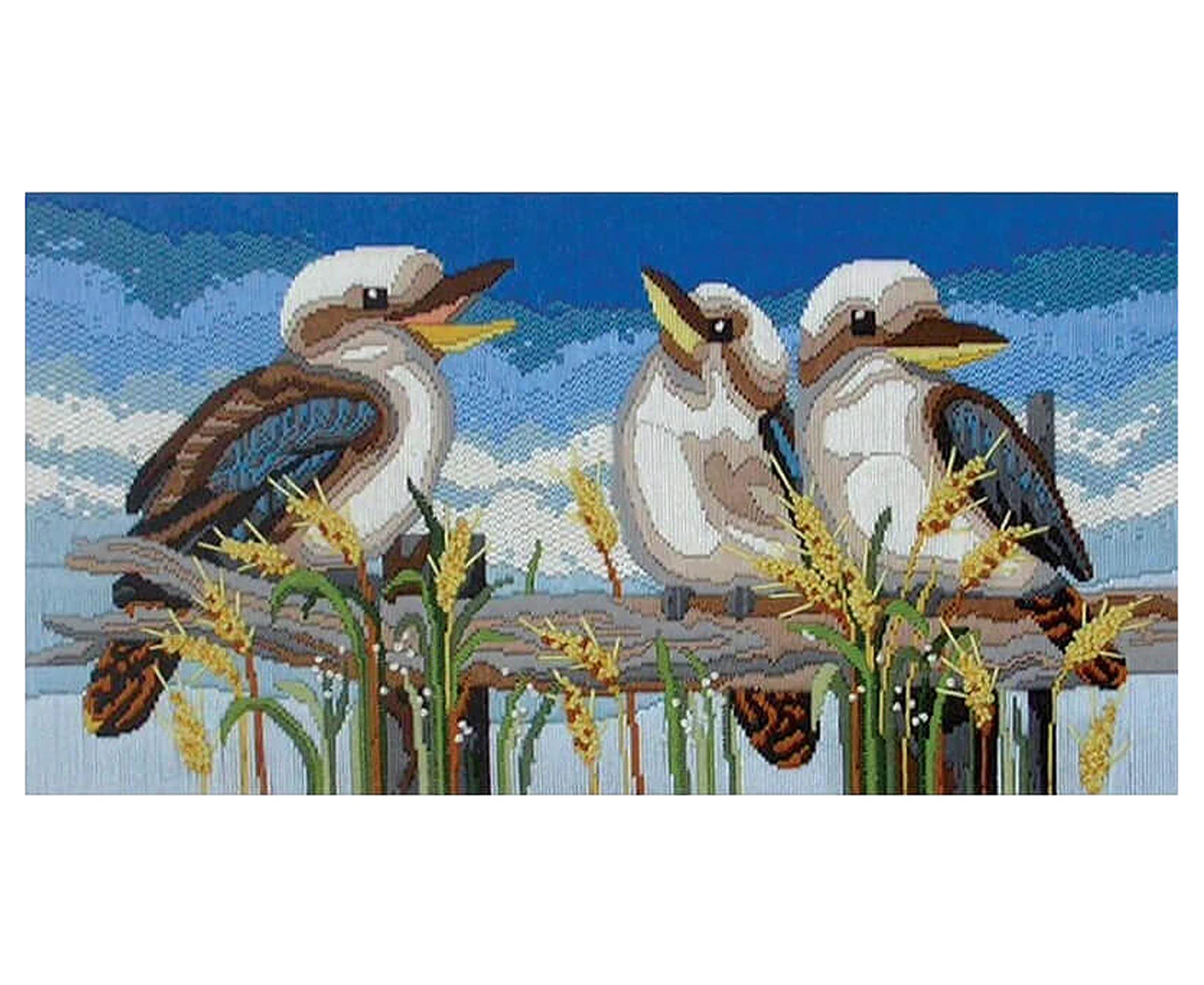 Country Threads 28x53cm Long Stitch Kookaburra Line Up Cross Stitch Kit