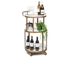 Round 3-Tier White Marble French Brass Drinks Bar Cart Serving Trolley