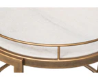 Round 3-Tier White Marble French Brass Drinks Bar Cart Serving Trolley