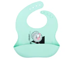 Lunart Silicone Ultra-Soft Rooster Bib and Divided Plate Set - Mint Blue