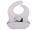 Lunart Silicone Ultra-Soft Rooster Bib and Divided Plate Set - Lilac Grey