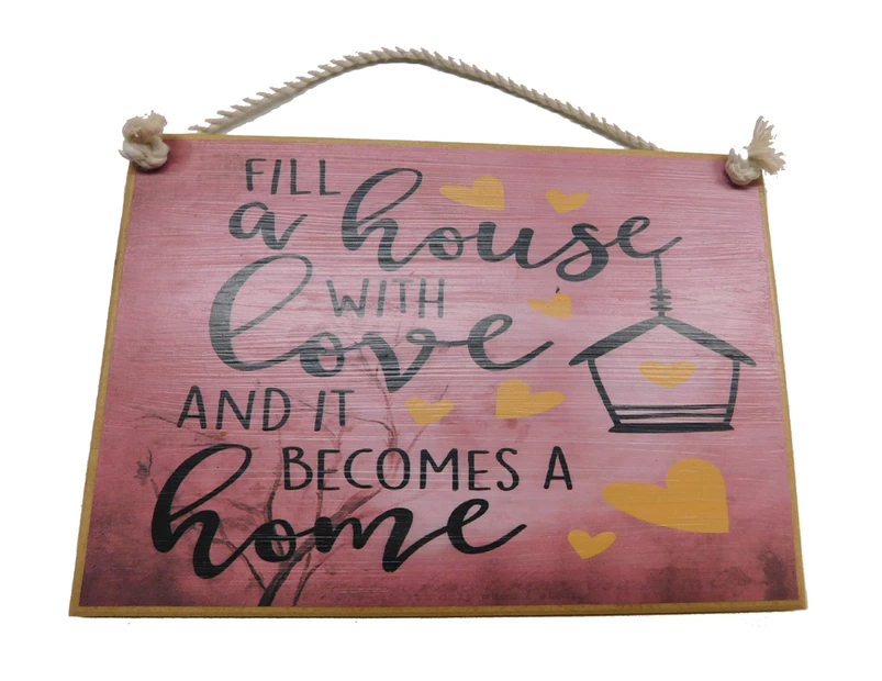 Country Printed Quality Wooden Sign A House with Love Home Plaque