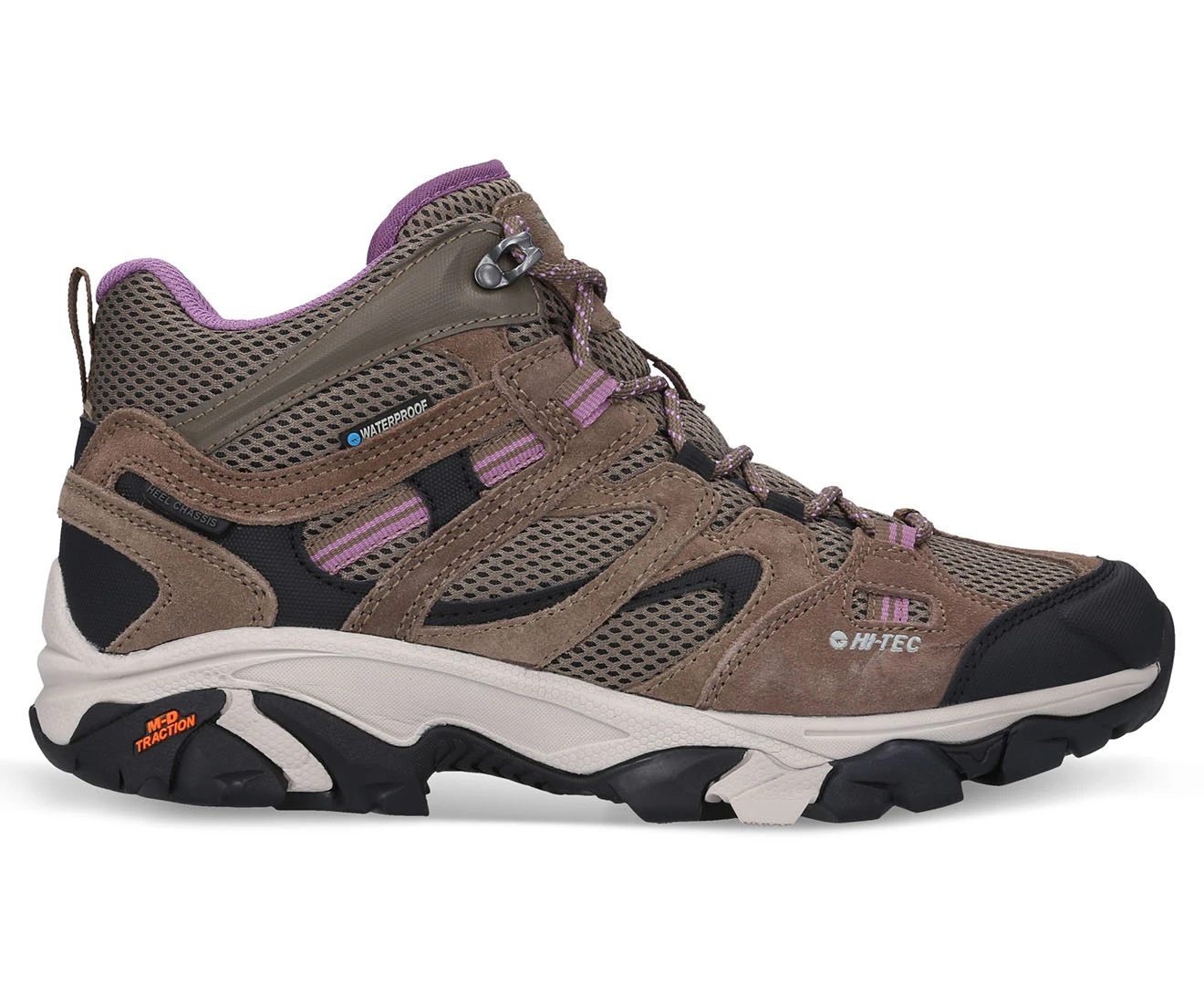 Hi-Tec Women's Ravus Vent Mid Waterproof Hiking Boots - Smokey Brown/Taupe/Very Grape