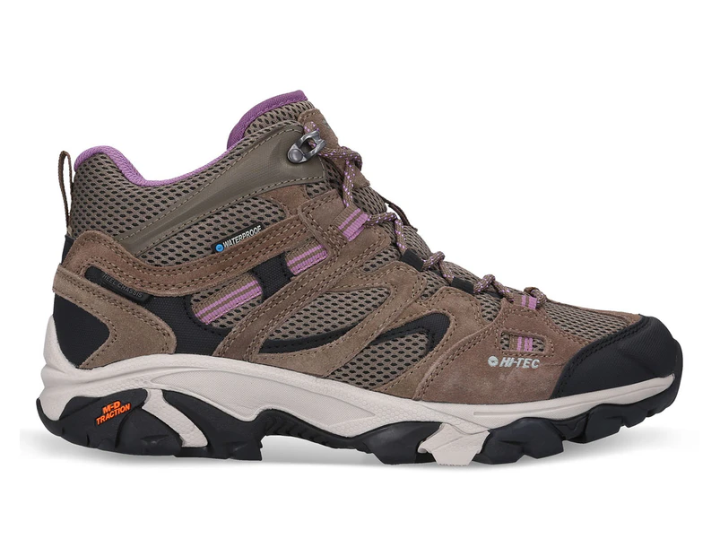 Hi-Tec Women's Ravus Vent Mid Waterproof Hiking Boots - Smokey Brown/Taupe/Very Grape