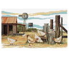 Country Threads 30x50cm Chickens Scratching Counted Cross Stitch Kit