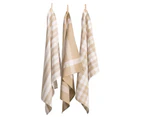 Country Modern Tea Towels Taupe Cotton Set 3 Dish Cloths