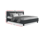 Artiss King Bed Frame Fabric Upholstered Headboard Charcoal Tino Collection
