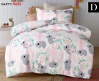 Happy Kids Lovely Koala Glow in the Dark Double Bed Quilt Cover Set - Pink