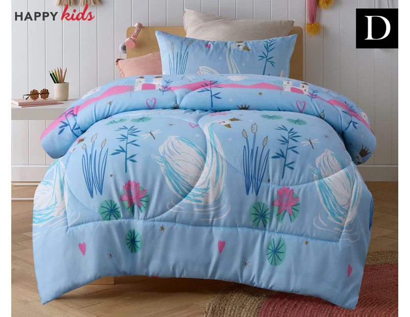 Happy Kids Swan Glow in the Dark Double Bed Comforter Set - Blue