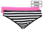 Bonds Women's Hipster Bikini Briefs 2-Pack - Pink/Black & White Stripe