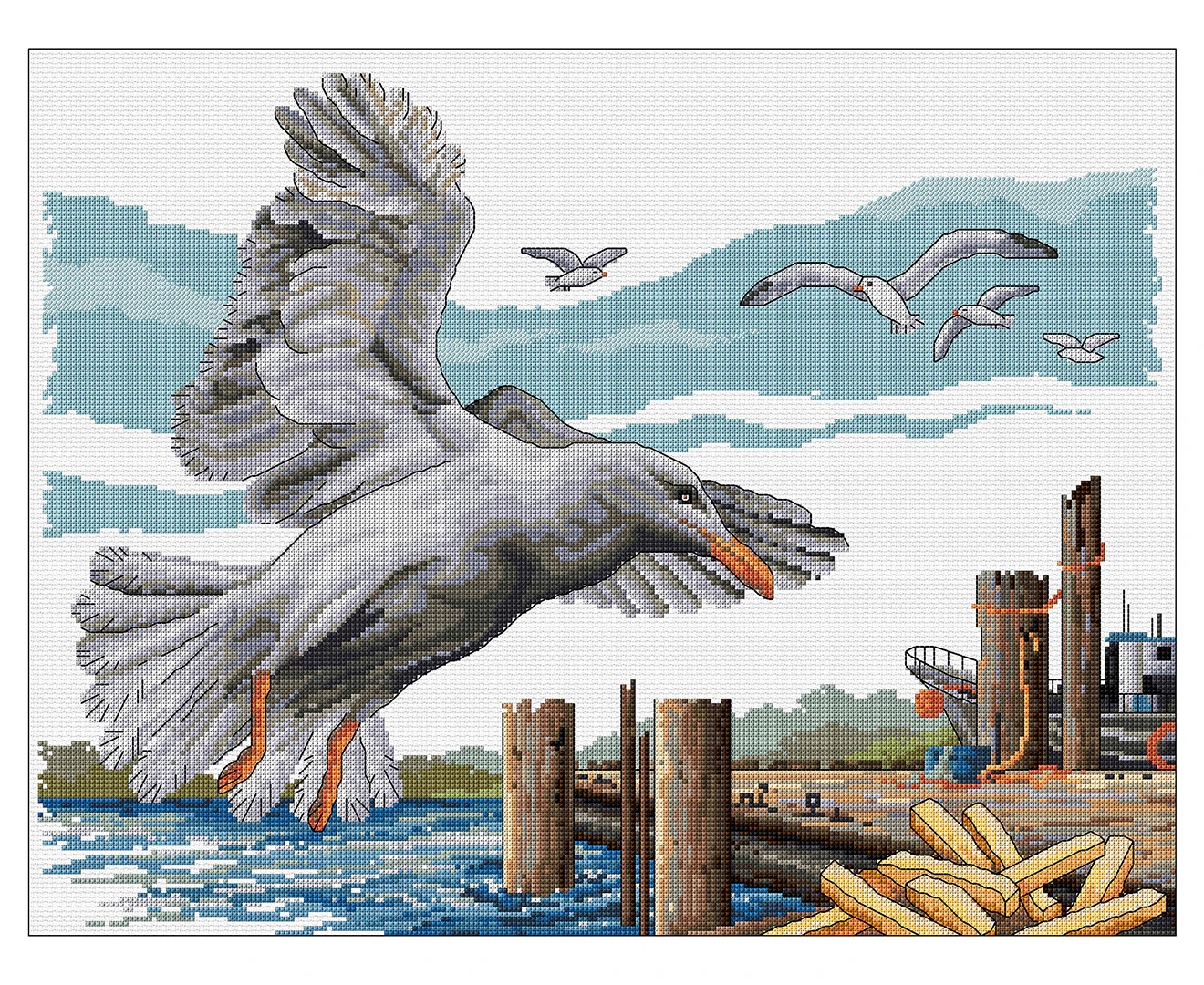 Country Threads 34x44cm Seagulls Takeaway Cross Stitch Kit