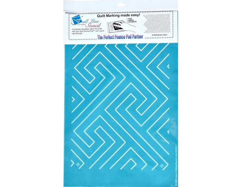 Quilting Full Line Stencil Modern Maze Reusable A3 use with Pounce 31005