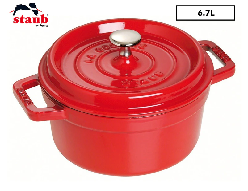 Staub 28cm Enamelled Cast Iron Round Cocotte - Cherry Red