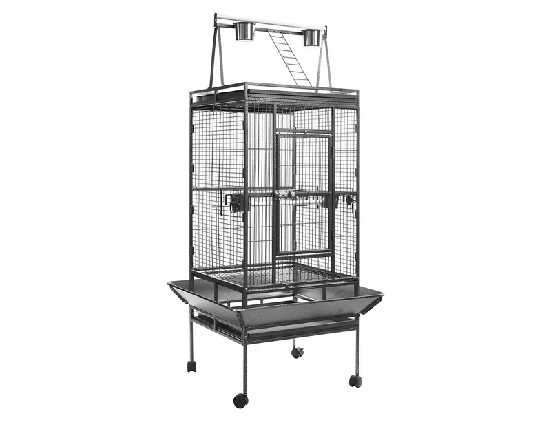 Large Bird Cage Pet Parrot Aviary Budgie House Animal Home Perches Play Top Rolling Stand 173cm