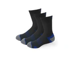 Meikan 3 Pack Crew Cut Performance Sports Socks - Black/Dark Blue -  Mens