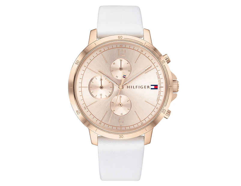 Tommy Hilfiger Women's 38mm Madison Leather Watch - White/Gold