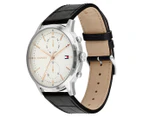Tommy Hilfiger Men's 44mm Easton Leather Watch - Silver White/Black/Silver