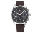 Tommy Hilfiger Men's 44mm Bennett Leather Watch - Brown/Grey/Silver