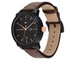 Tommy Hilfiger Men's 44mm Denim Leather Watch - Black/Brown 2